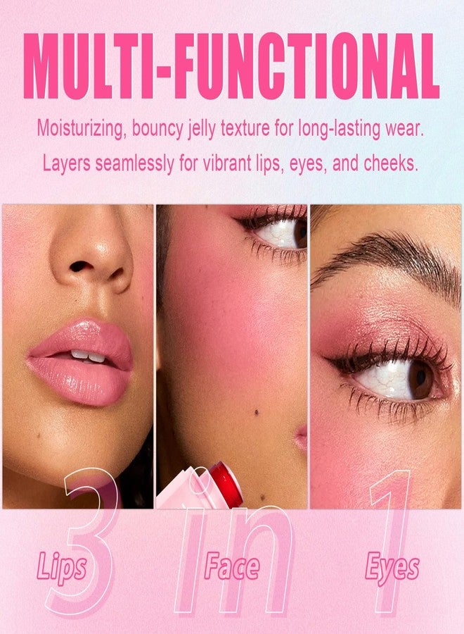 Topcent 2 Pcs Jelly Blush Contour Stick for Cheeks Eyes Lips Lightweight Dewy Finish Blush Stick Waterproof Long Lasting Lightweight, Sheer & Buildable Color Makeup Set for Wome (SET A) - Image 5